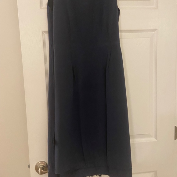 Lovely Navy Silk Black Lace Brooks Brothers Sleeveless Sheath Dress Size 6 - Picture 9 of 15